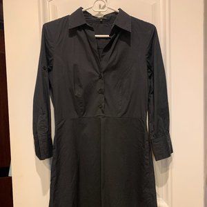 Theory collared shirt dress dark blue navy side zip w DEEP POCKETS!